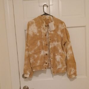 Hem & Thread Tan Tie-Dye Bomber Jacket